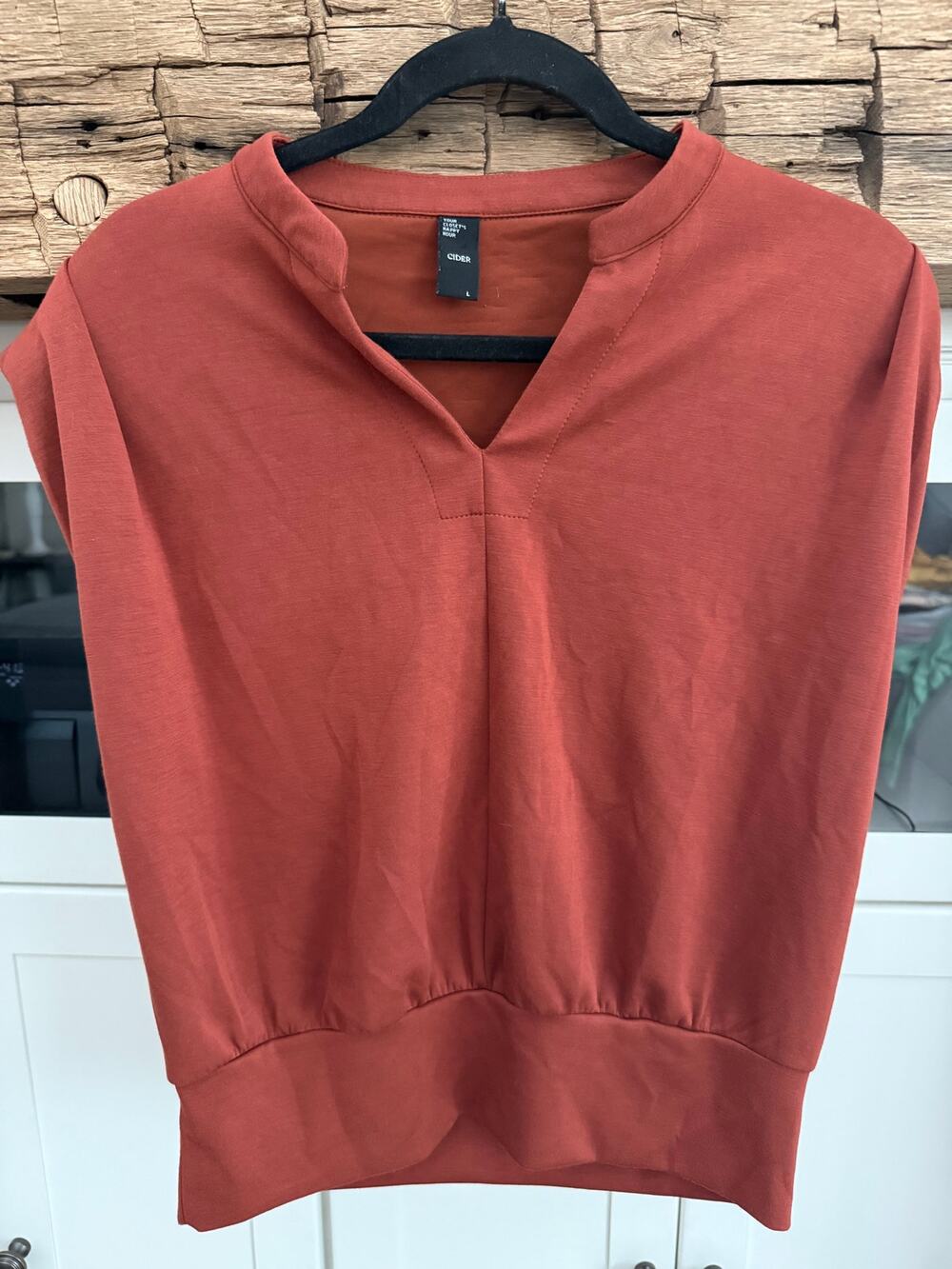 Cider Rust Sienna Notch Collar Batwing Sleeve Top Sz L Blouson Cinched